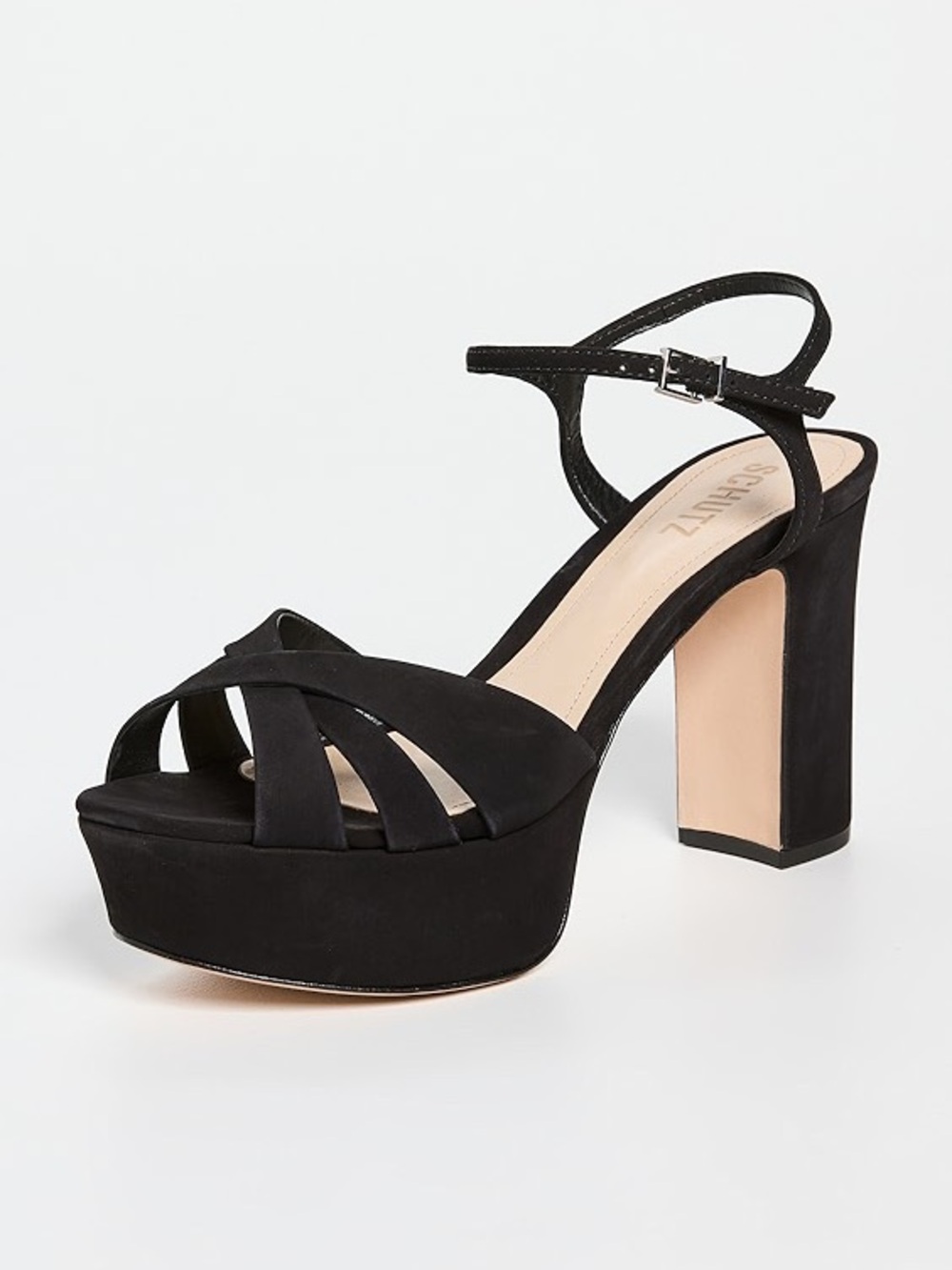 SCHUTZ Keefa Platform Sandals Black Suede